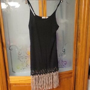 Black Fringe Tunic Top Worn A Couple Of Times